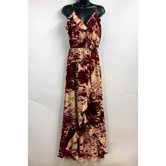 Ramona LaRue By Adrianne Women's Ruffle V Neck Sleevelss Maxi Dress Size S - Picture 1 of 15